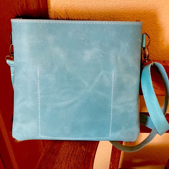 TTT Leather Goods Crossbody Longhorn HOH/Blue Denver NWT - Picture 2 of 4